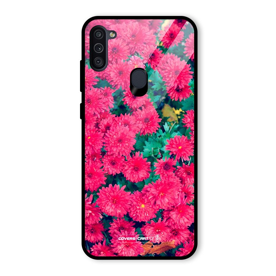 Pink Flowers Glass Back Case for Galaxy M11