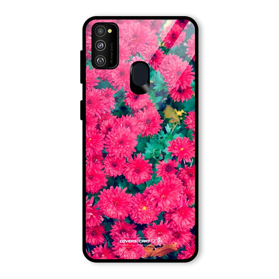 Pink Flowers Glass Back Case for Galaxy M30s