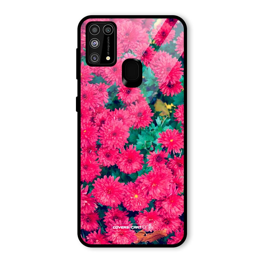Pink Flowers Glass Back Case for Galaxy M31