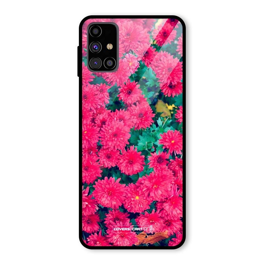 Pink Flowers Glass Back Case for Galaxy M31s
