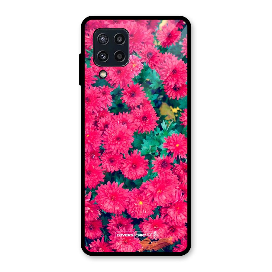 Pink Flowers Glass Back Case for Galaxy M32