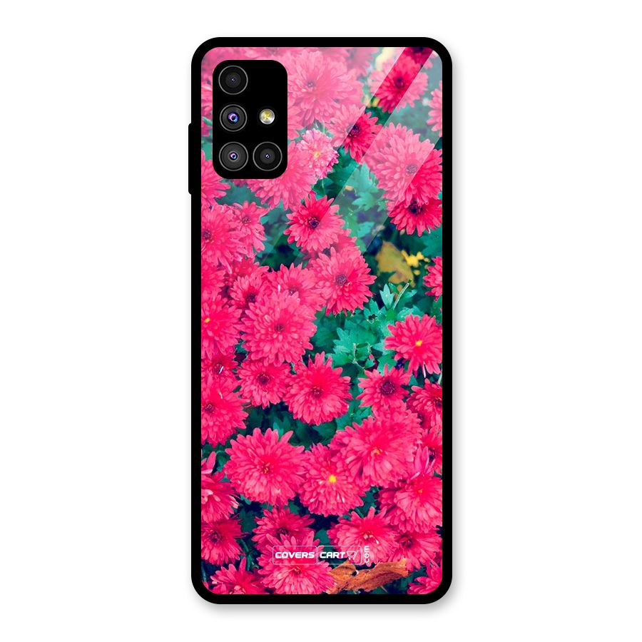 Pink Flowers Glass Back Case for Galaxy M51