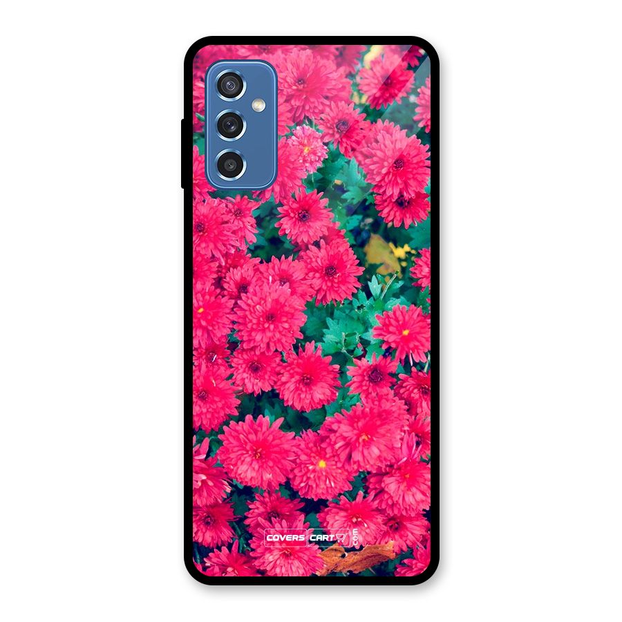 Pink Flowers Glass Back Case for Galaxy M52 5G