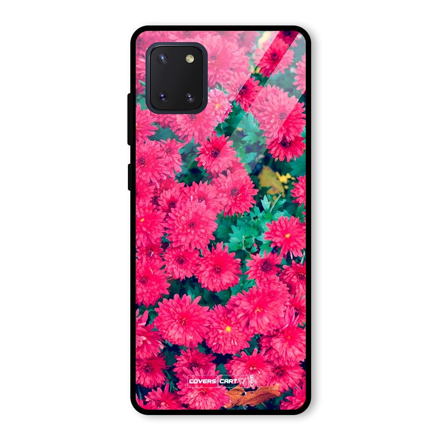 Pink Flowers Glass Back Case for Galaxy Note 10 Lite