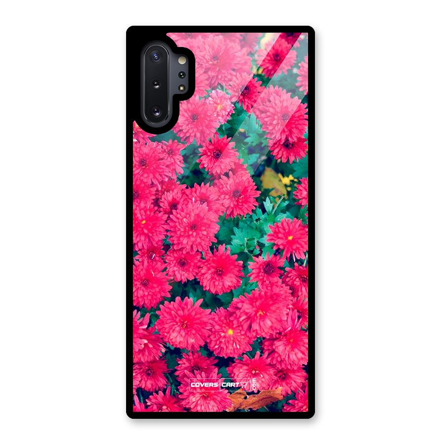 Pink Flowers Glass Back Case for Galaxy Note 10 Plus