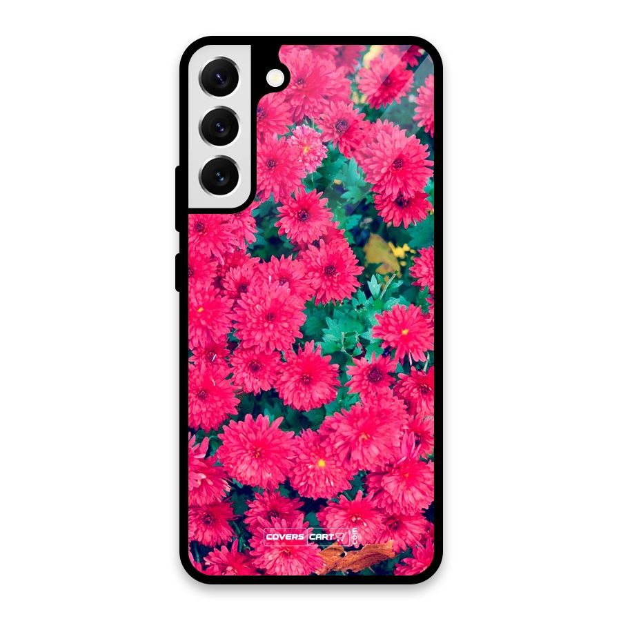 Pink Flowers Glass Back Case for Galaxy S22 Plus 5G