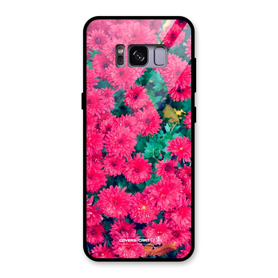 Pink Flowers Glass Back Case for Galaxy S8