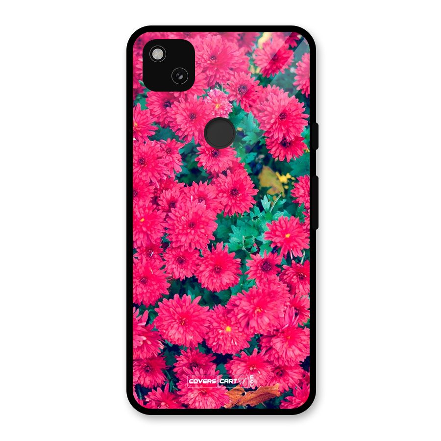 Pink Flowers Glass Back Case for Google Pixel 4a