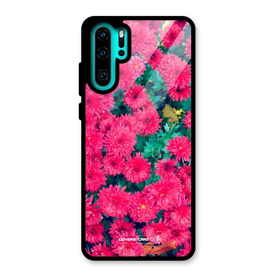 Pink Flowers Glass Back Case for Huawei P30 Pro