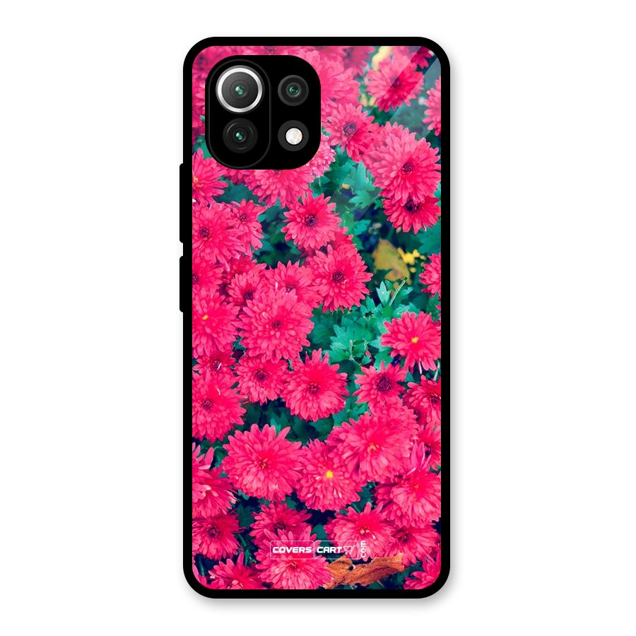 Pink Flowers Glass Back Case for Mi 11 Lite