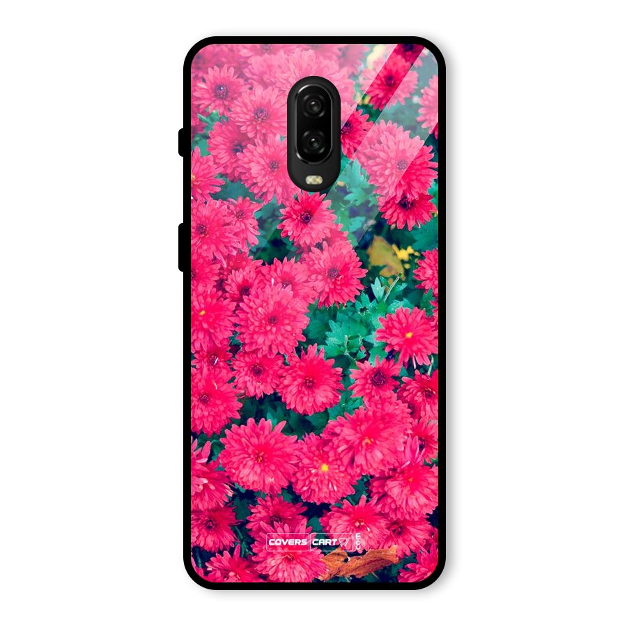 Pink Flowers Glass Back Case for OnePlus 6T