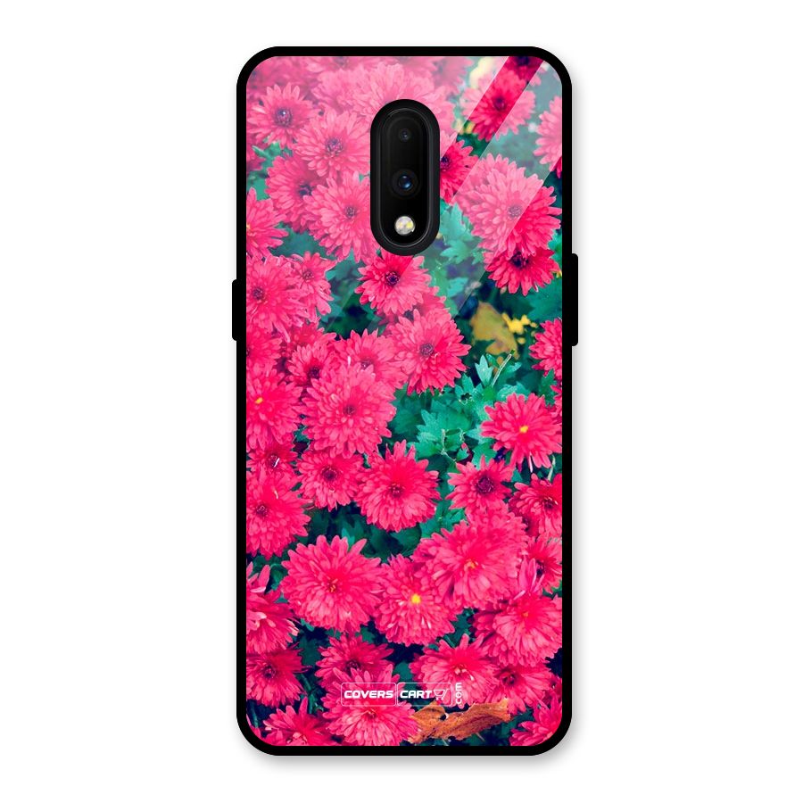 Pink Flowers Glass Back Case for OnePlus 7