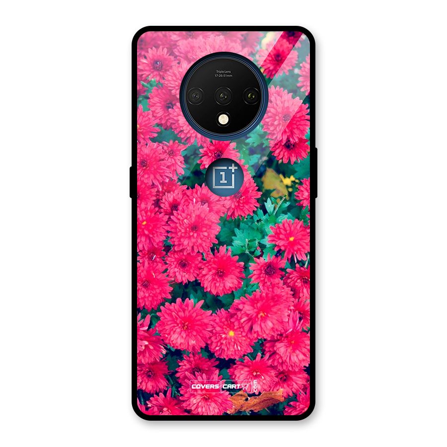 Pink Flowers Glass Back Case for OnePlus 7T