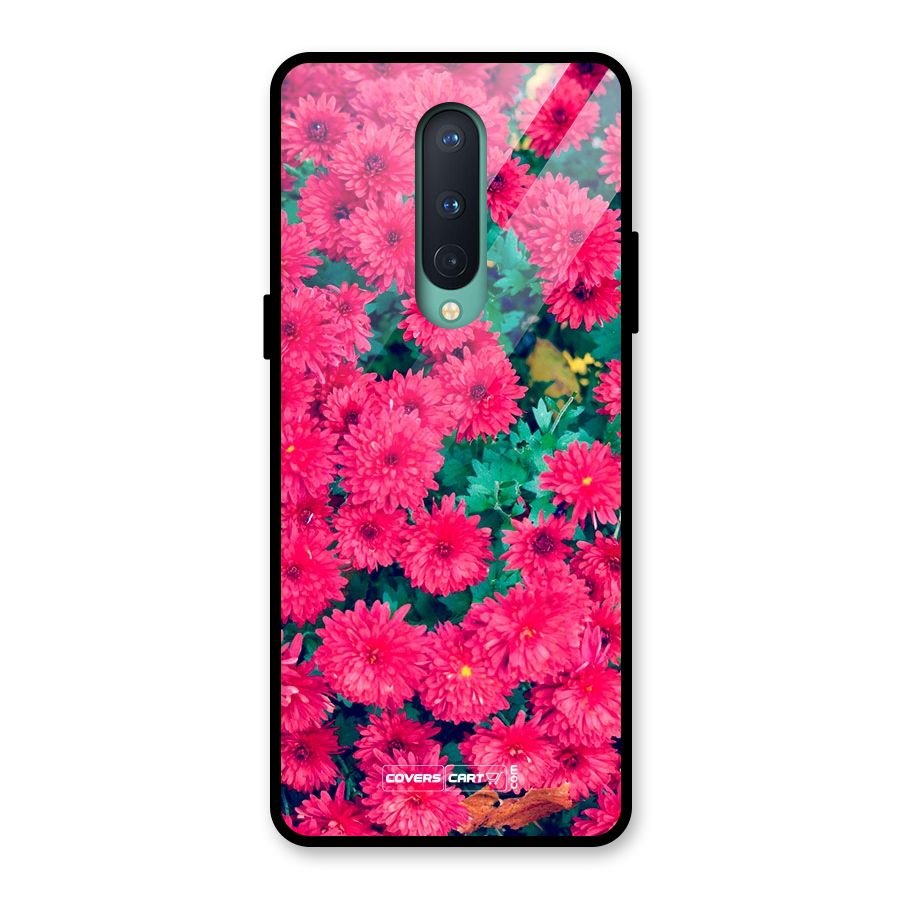 Pink Flowers Glass Back Case for OnePlus 8
