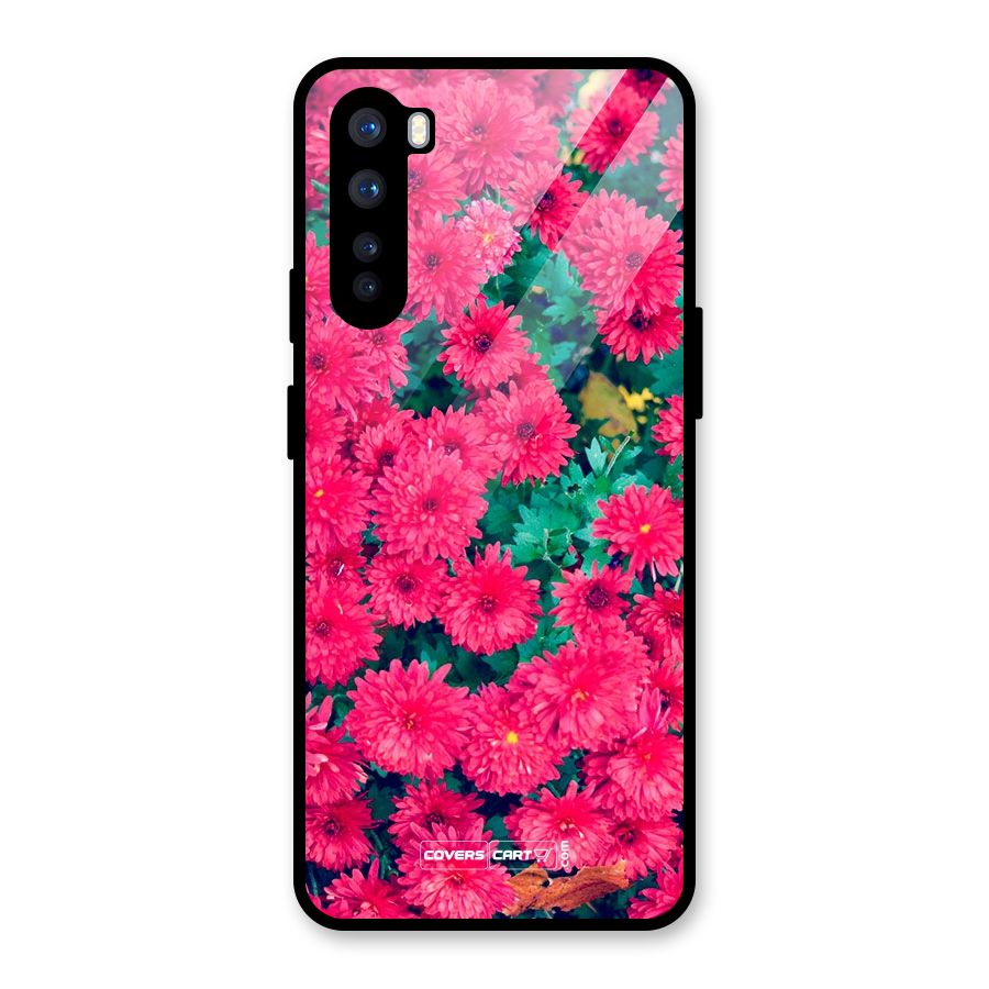 Pink Flowers Glass Back Case for OnePlus Nord