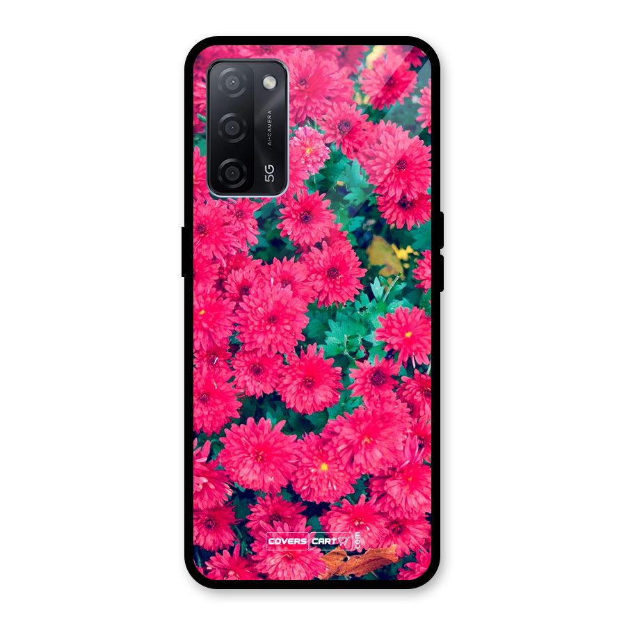 Pink Flowers Glass Back Case for Oppo A53s 5G