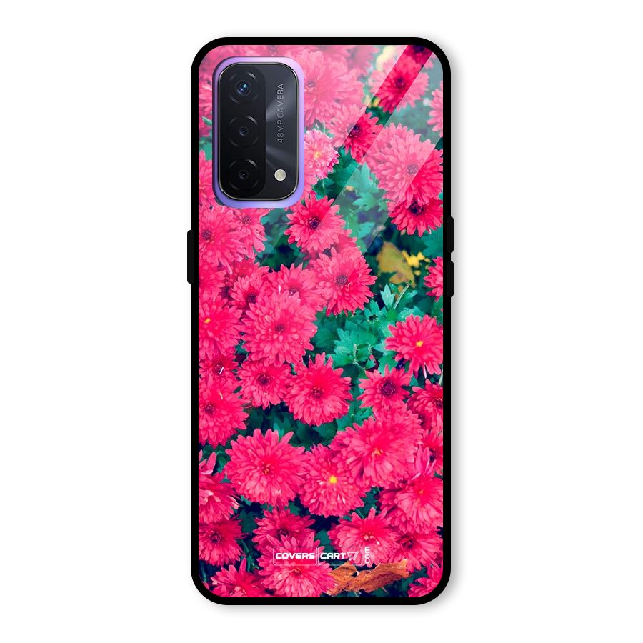 Pink Flowers Glass Back Case for Oppo A74 5G