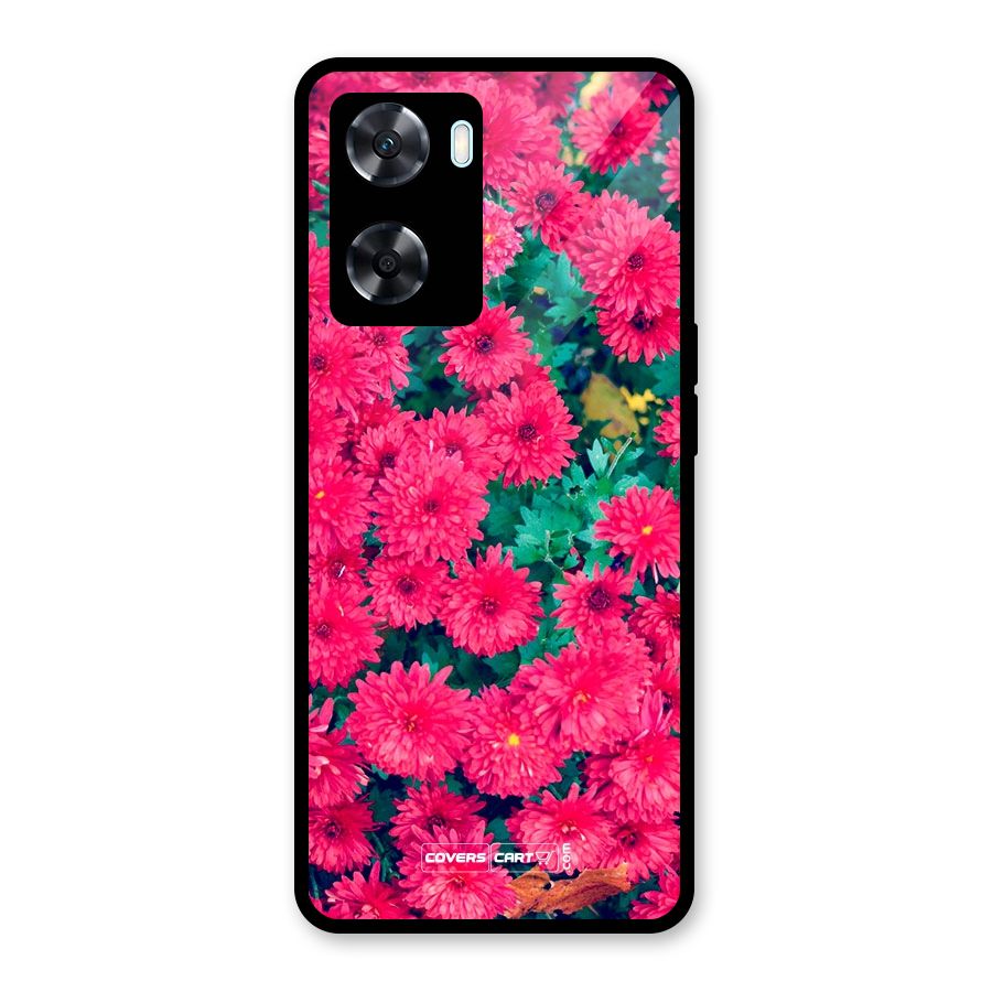 Pink Flowers Glass Back Case for Oppo A77