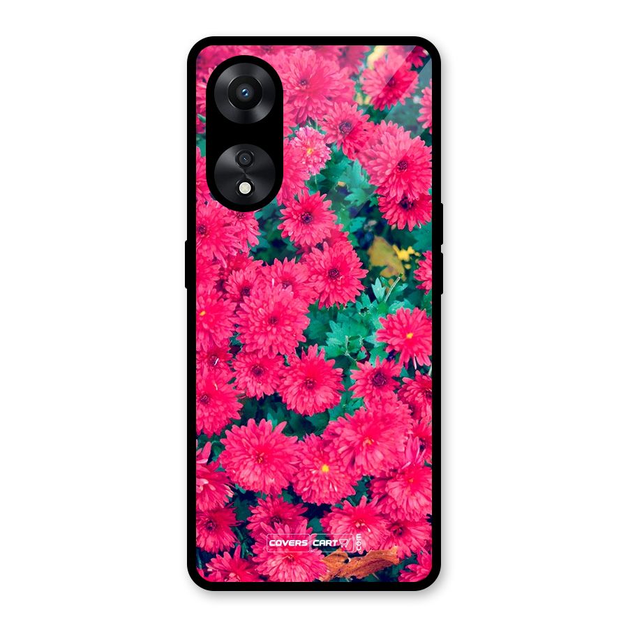 Pink Flowers Glass Back Case for Oppo A78