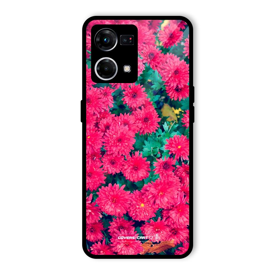 Pink Flowers Glass Back Case for Oppo F21 Pro 4G