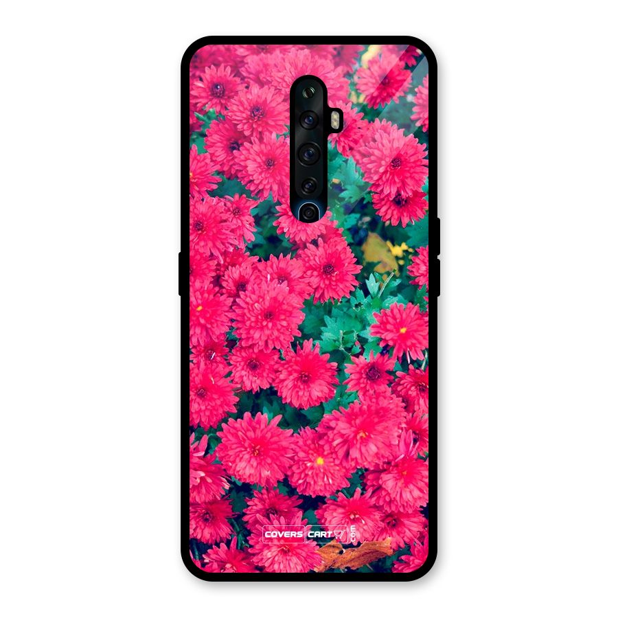 Pink Flowers Glass Back Case for Oppo Reno2 F