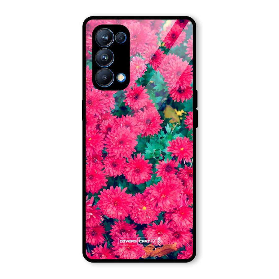 Pink Flowers Glass Back Case for Oppo Reno5 Pro 5G