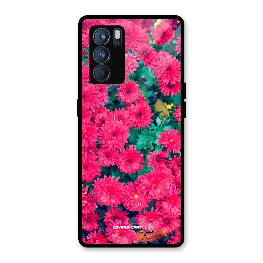 Pink Flowers Glass Back Case for Oppo Reno6 Pro 5G