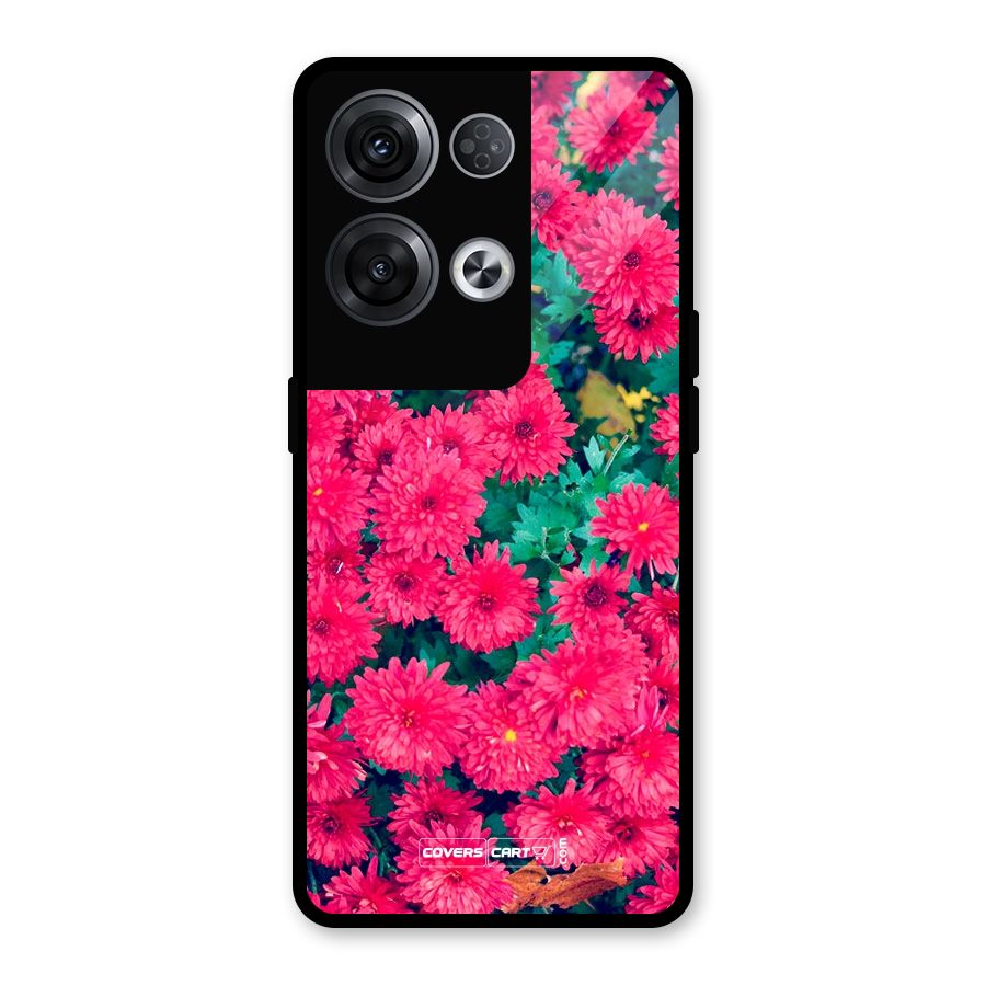Pink Flowers Glass Back Case for Oppo Reno8 Pro 5G