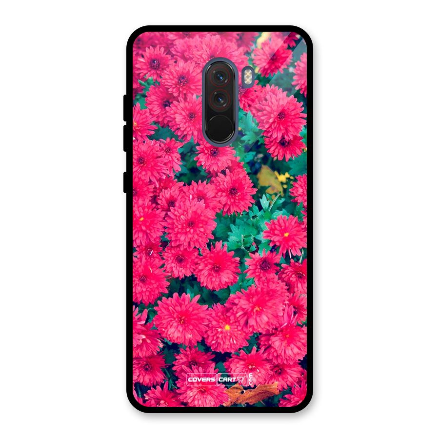 Pink Flowers Glass Back Case for Poco F1