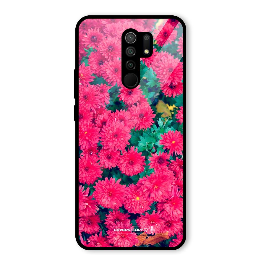 Pink Flowers Glass Back Case for Poco M2