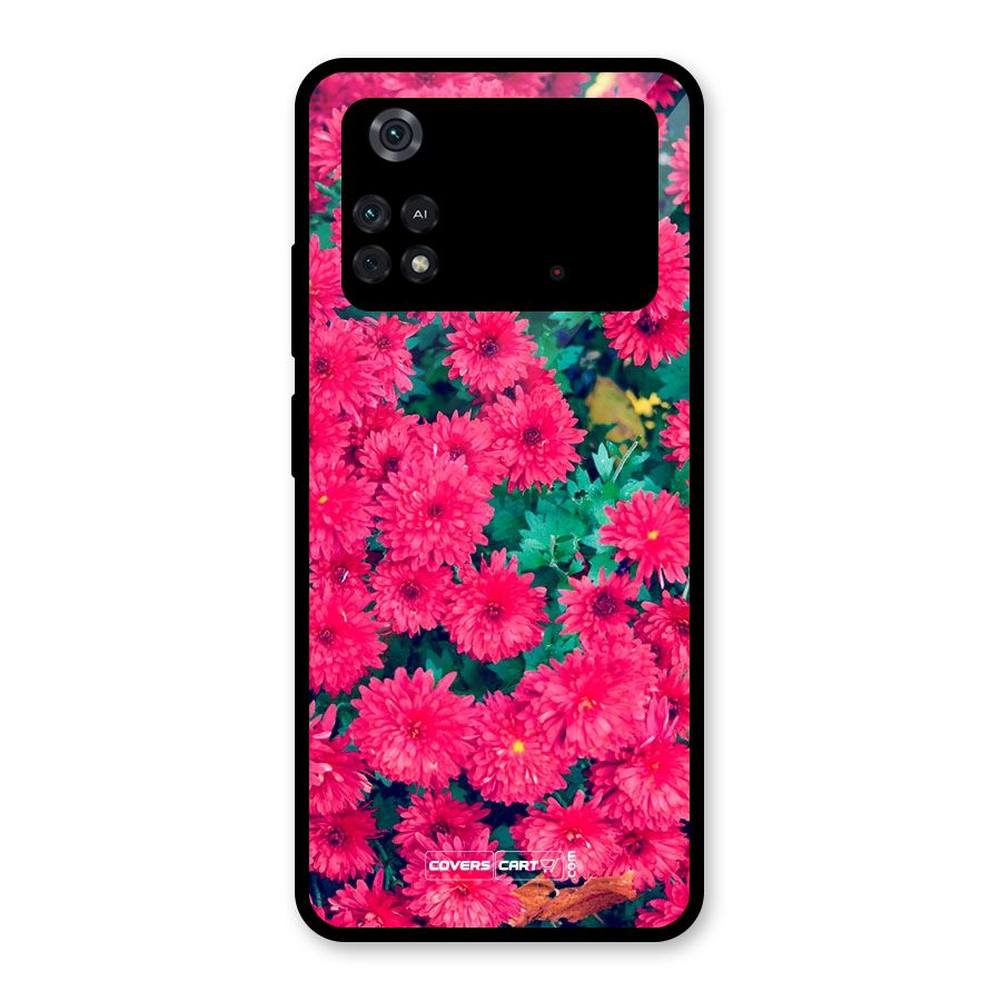 Pink Flowers Glass Back Case for Poco M4 Pro 4G