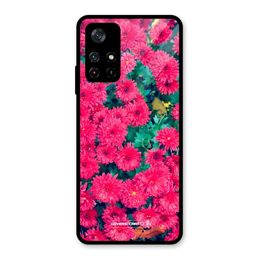 Pink Flowers Glass Back Case for Poco M4 Pro 5G