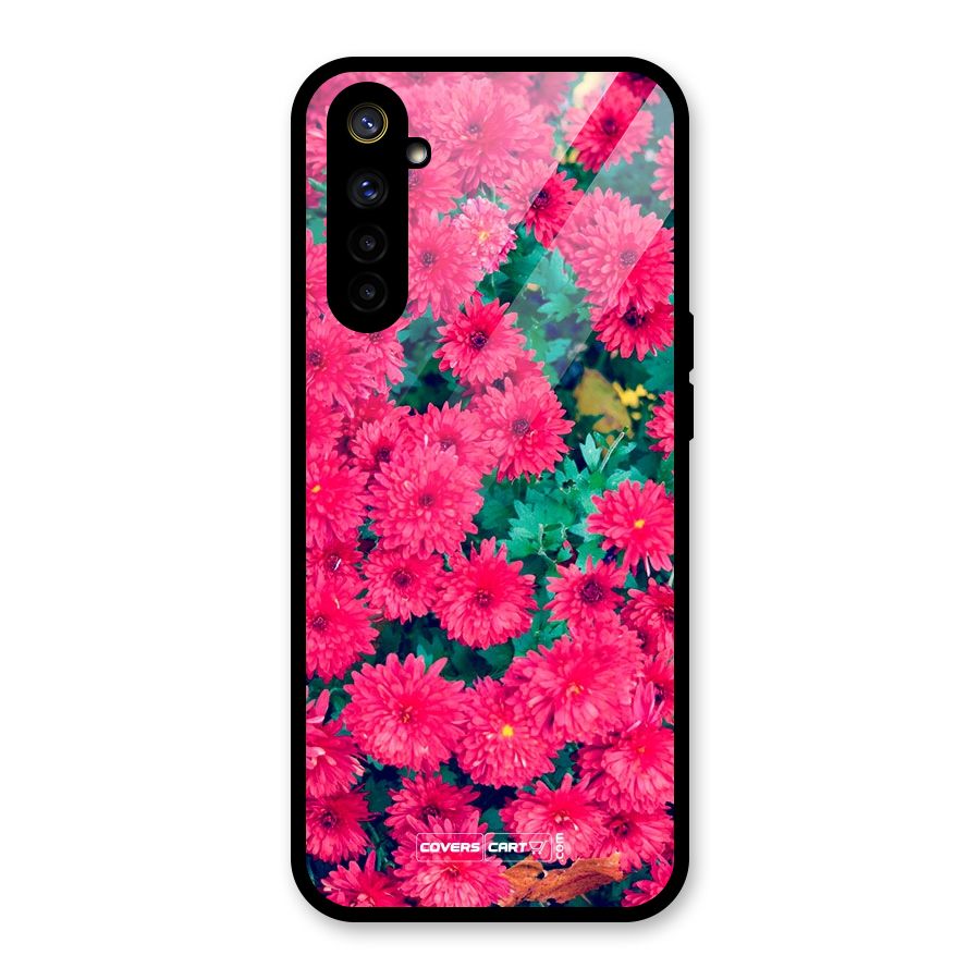 Pink Flowers Glass Back Case for Realme 6