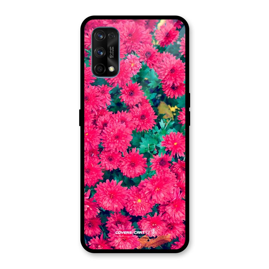 Pink Flowers Glass Back Case for Realme 7 Pro