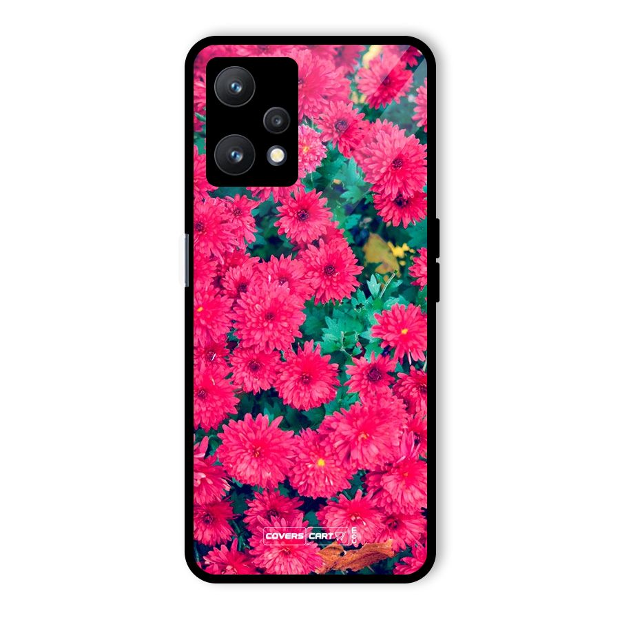 Pink Flowers Glass Back Case for Realme 9 Pro 5G