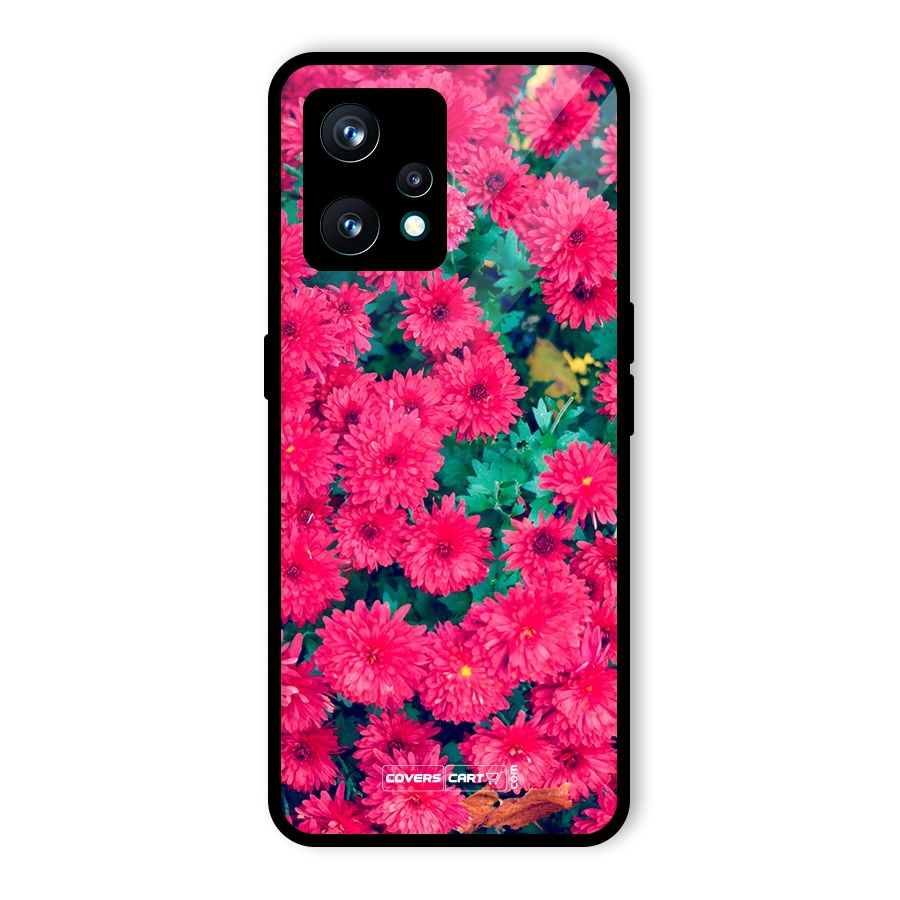 Pink Flowers Glass Back Case for Realme 9 Pro Plus 5G