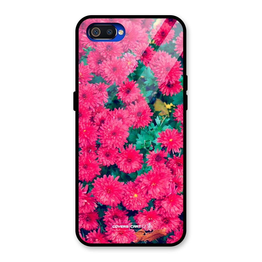 Pink Flowers Glass Back Case for Realme C2