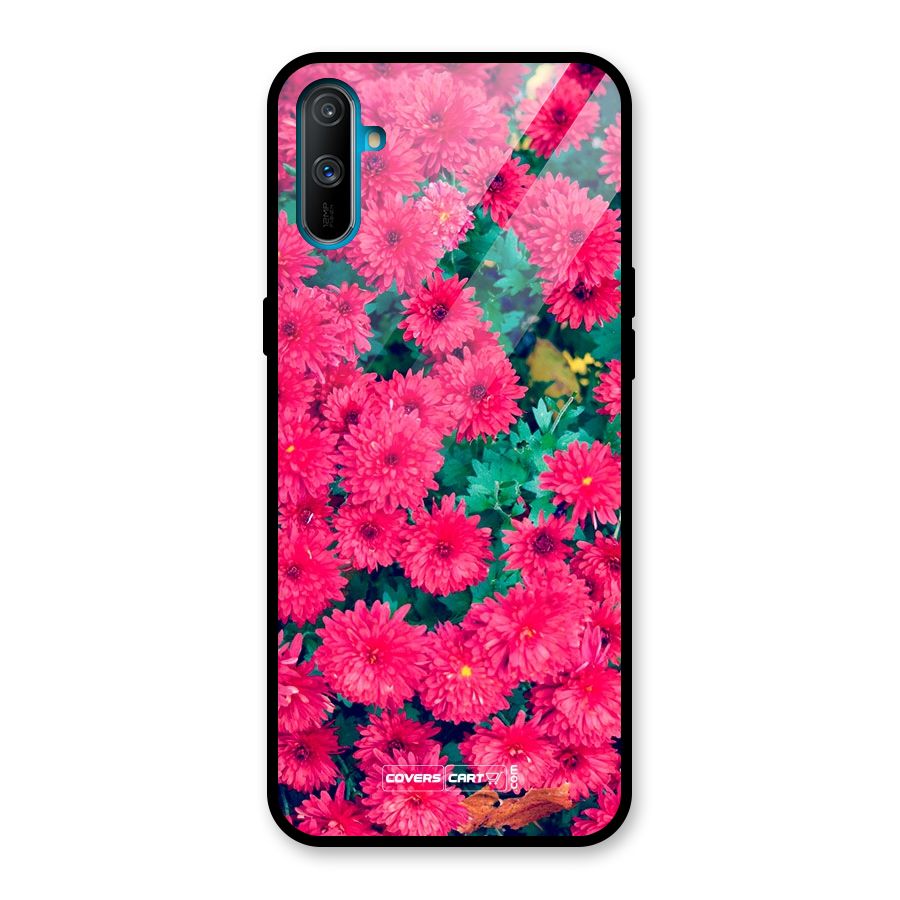 Pink Flowers Glass Back Case for Realme C3
