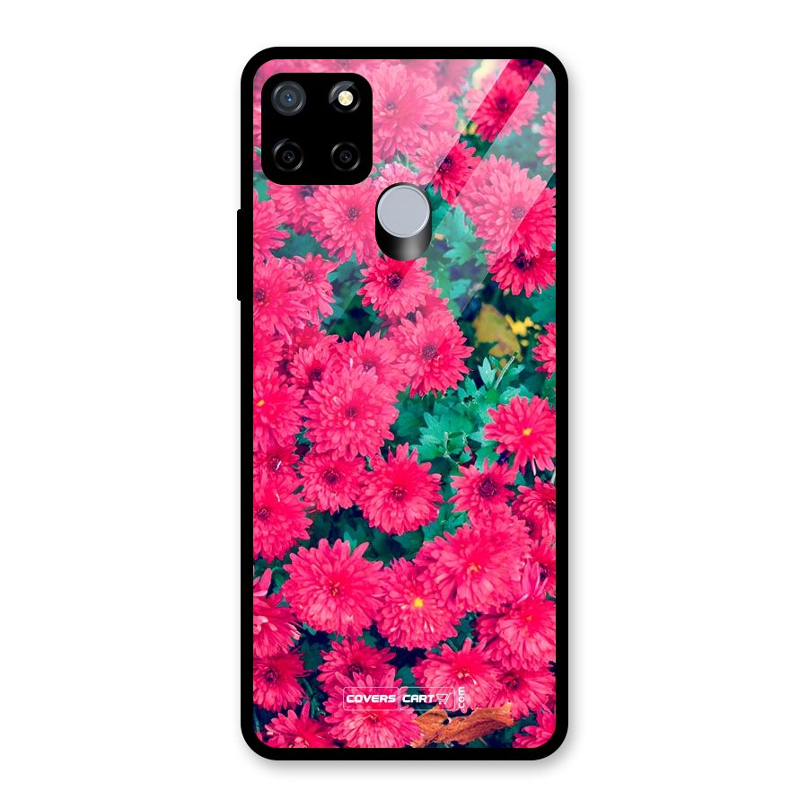 Pink Flowers Glass Back Case for Realme Narzo 20