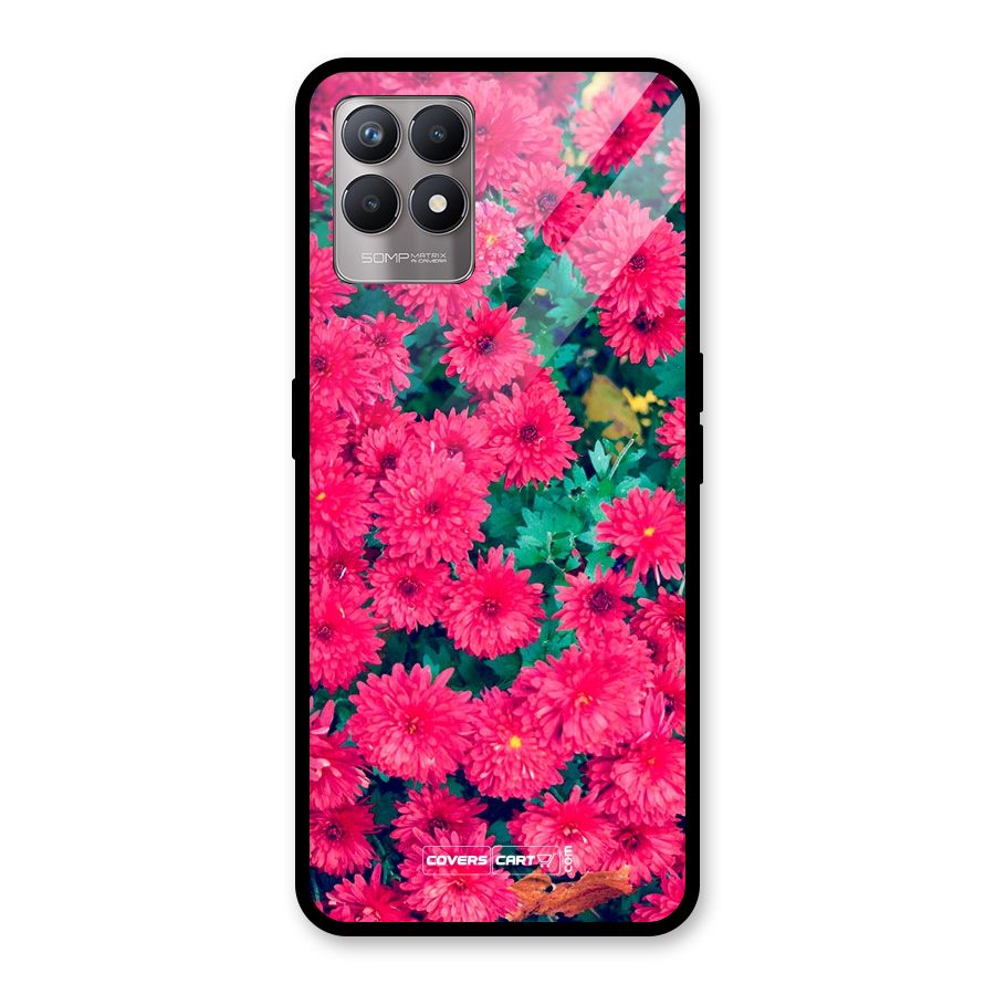 Pink Flowers Glass Back Case for Realme Narzo 50