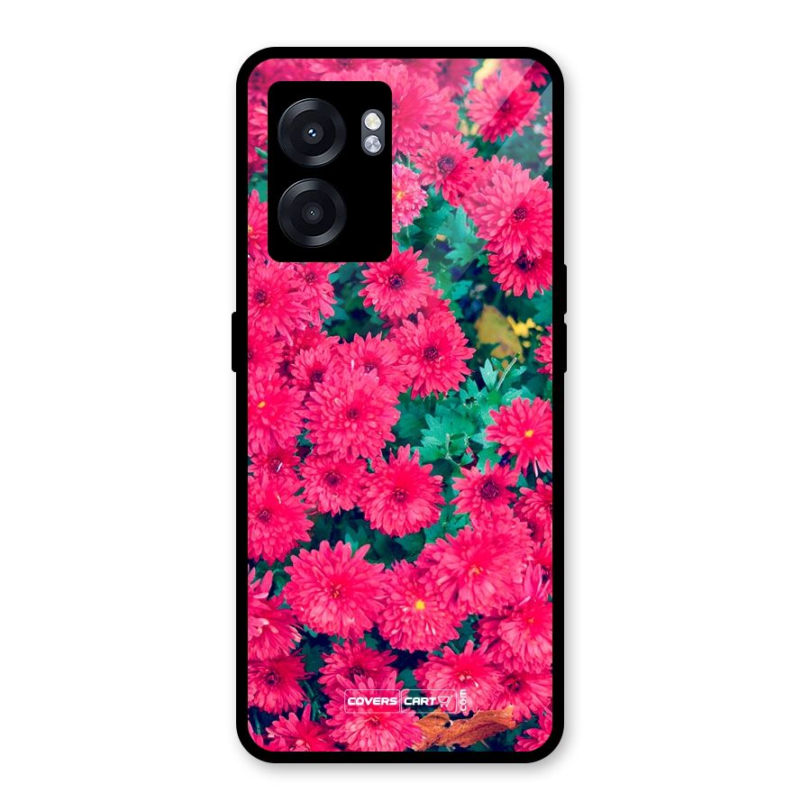Pink Flowers Glass Back Case for Realme Narzo 50 5G