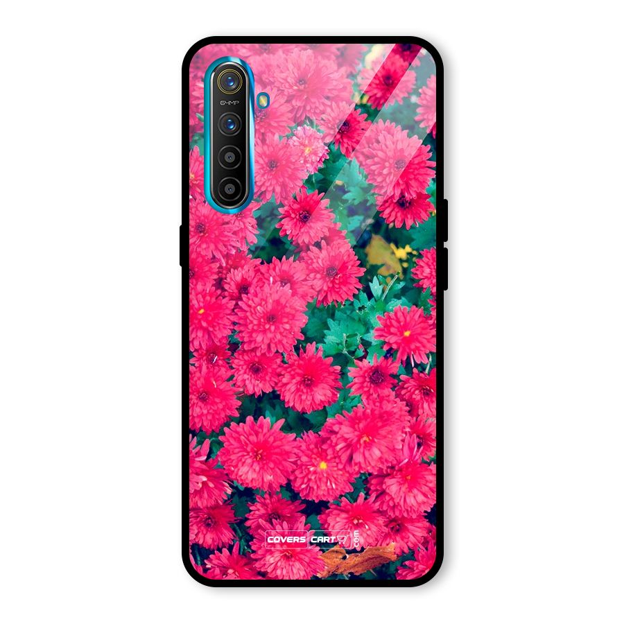 Pink Flowers Glass Back Case for Realme X2