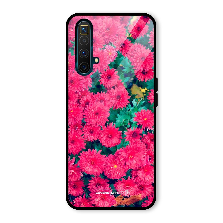 Pink Flowers Glass Back Case for Realme X3 SuperZoom