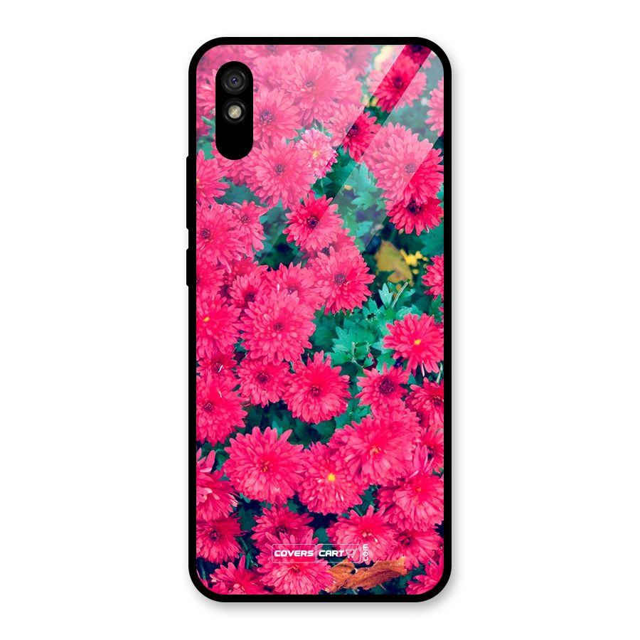 Pink Flowers Glass Back Case for Redmi 9A