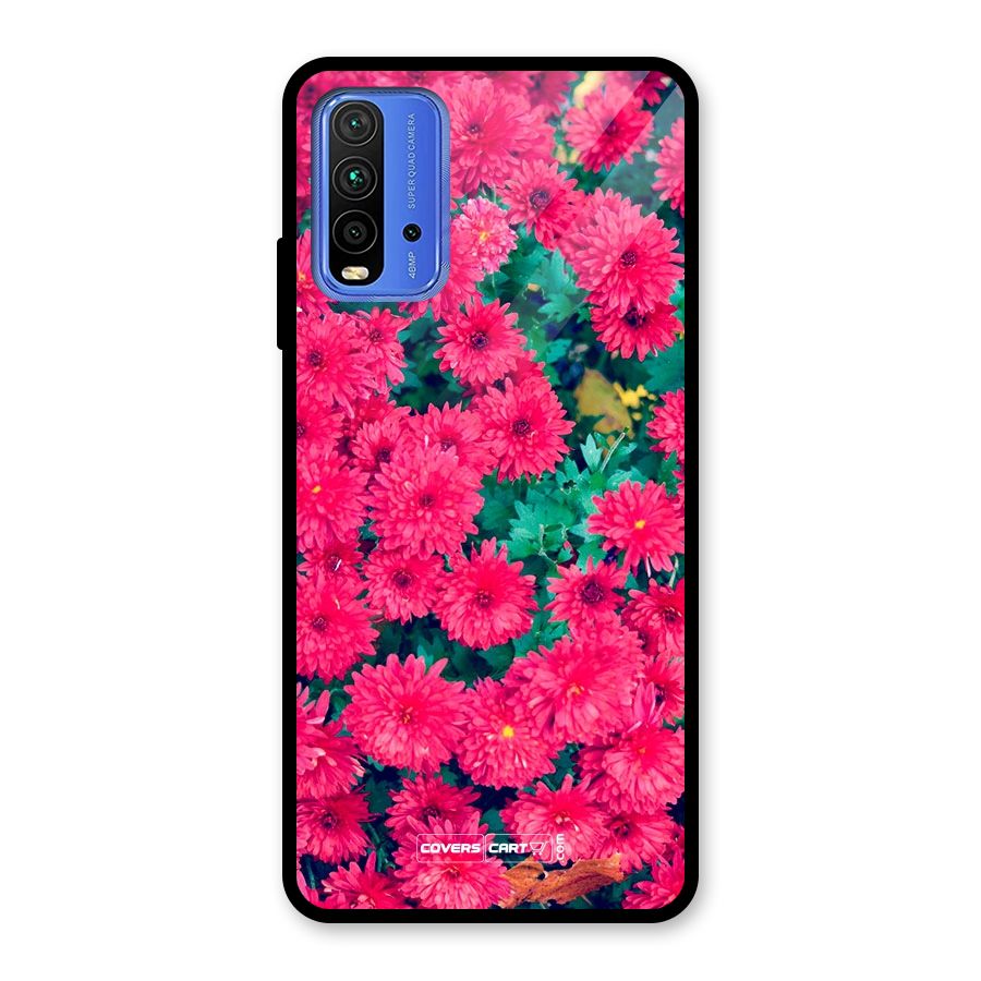 Pink Flowers Glass Back Case for Redmi 9 Power