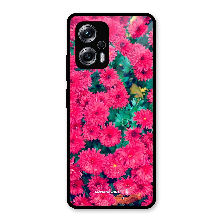 Pink Flowers Glass Back Case for Redmi K50i