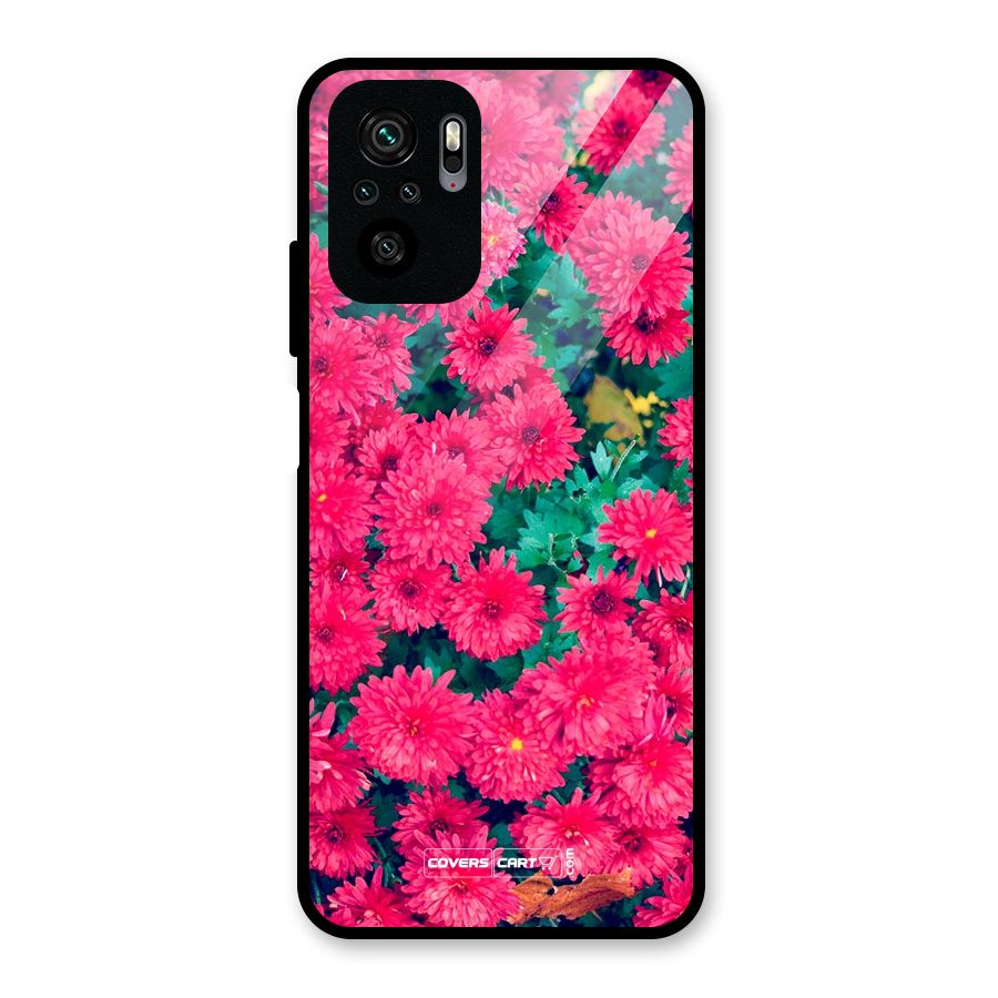 Pink Flowers Glass Back Case for Redmi Note 10S