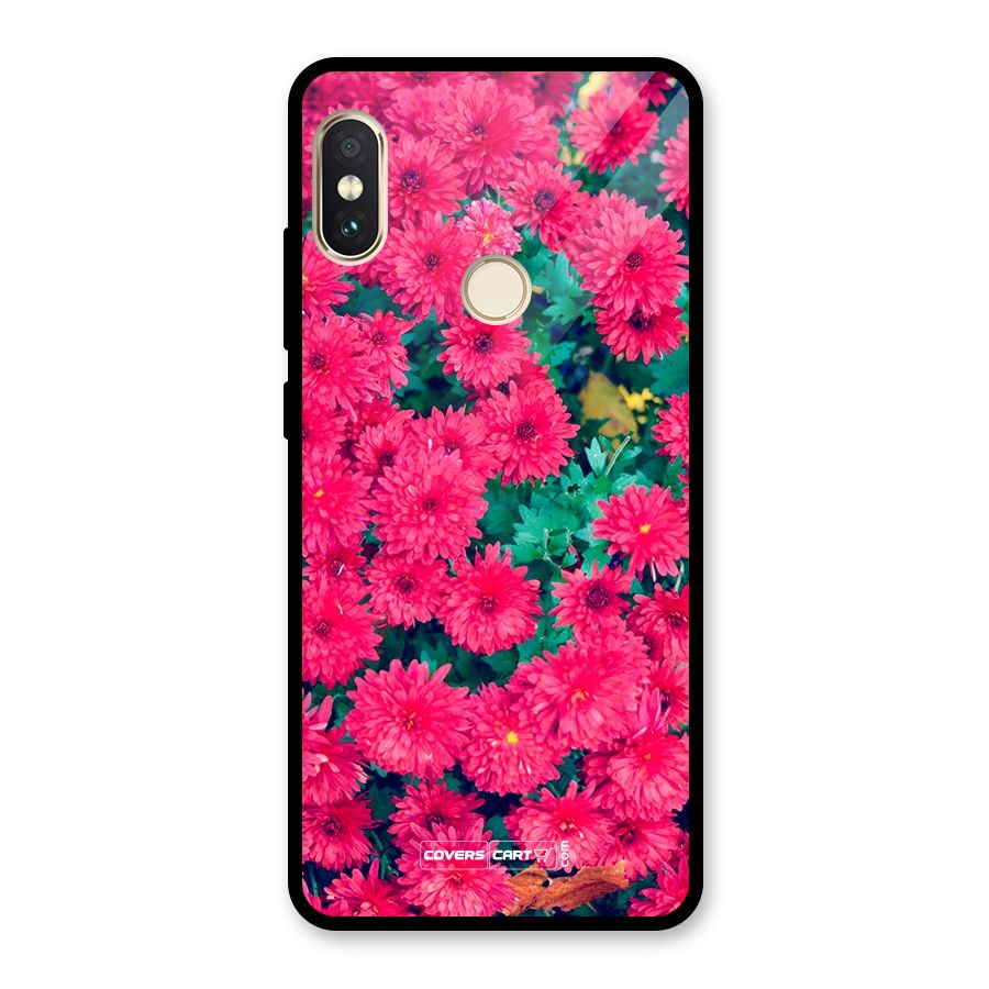 Pink Flowers Glass Back Case for Redmi Note 5 Pro