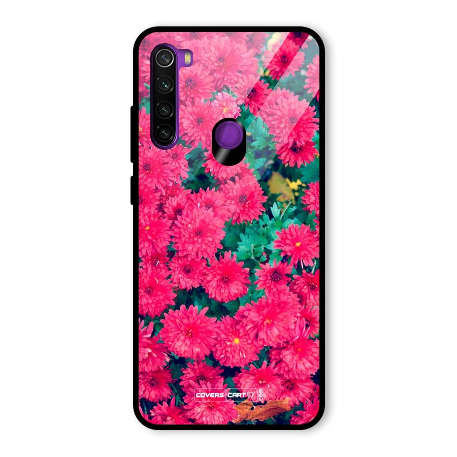 Pink Flowers Glass Back Case for Redmi Note 8