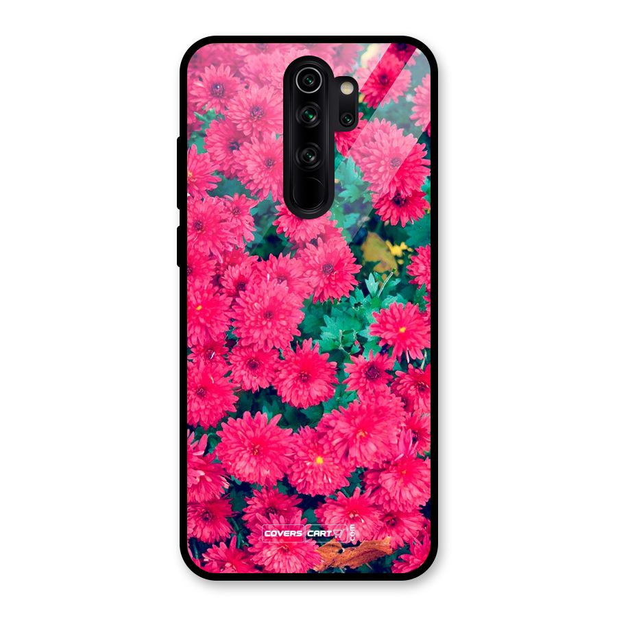 Pink Flowers Glass Back Case for Redmi Note 8 Pro